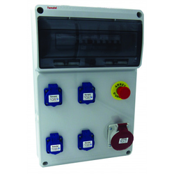 COFFRET DE CHANTIER 4 PC MONO 16A NF PC TETRA 16A ET ARRET D'URGENCE